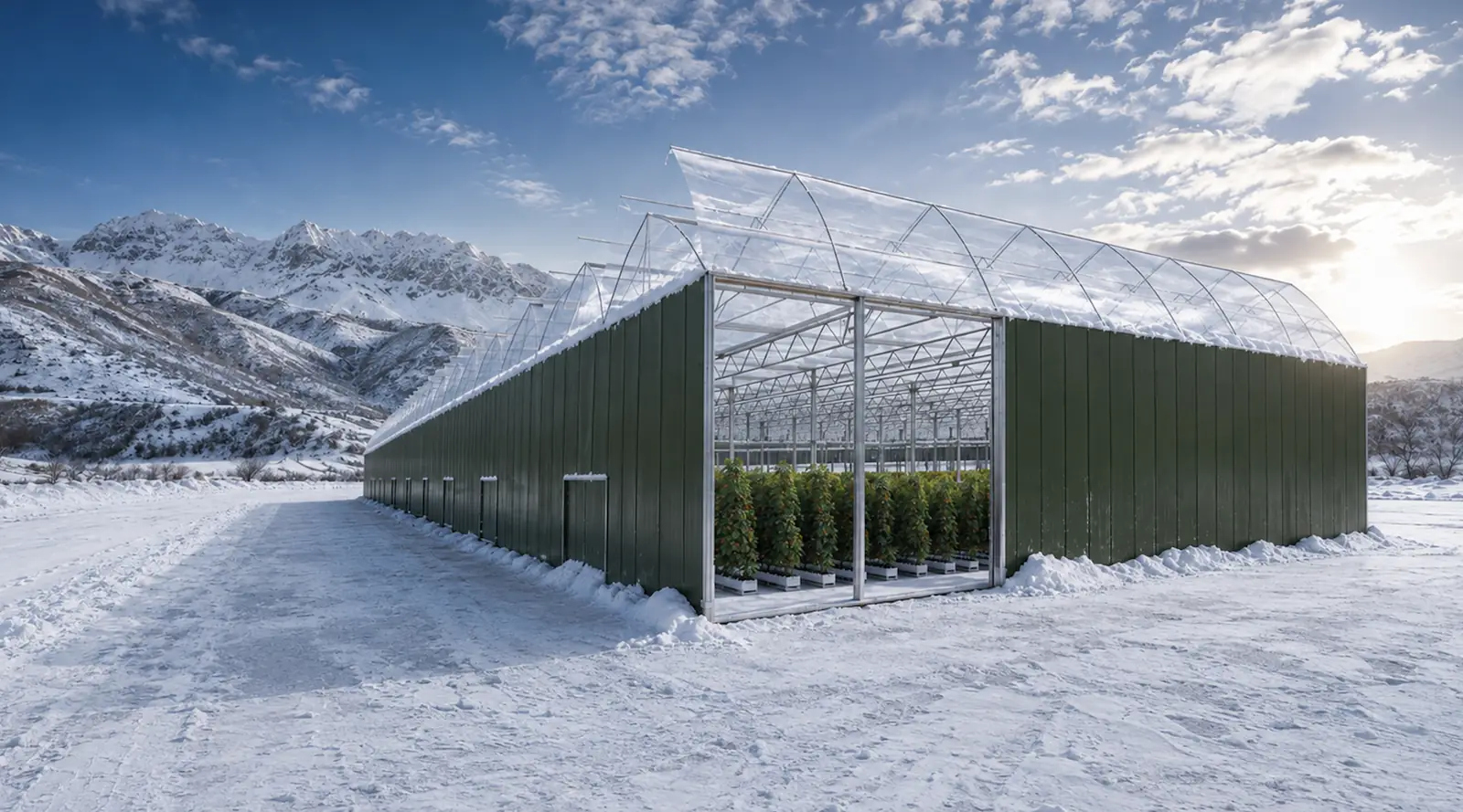 3-Climates greenhouse in a cold mountain climate